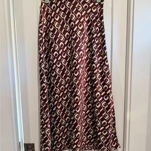 Geometric Patterned Burgundy and Cream Skirt